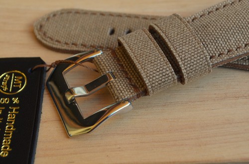 27 mm Cinturino artigianale canvas pelle imbottito Pam Italy Handmade Strap Band - Picture 13 of 17