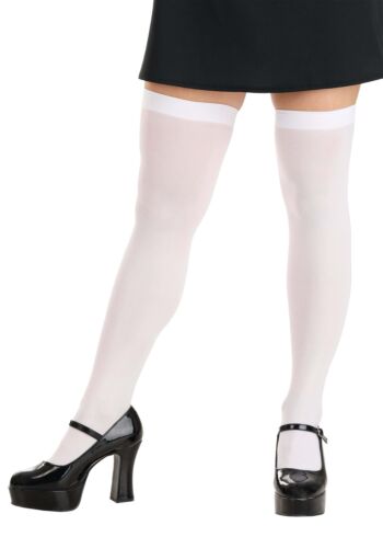 Women's Opaque White Thigh High Tights - Picture 1 of 1