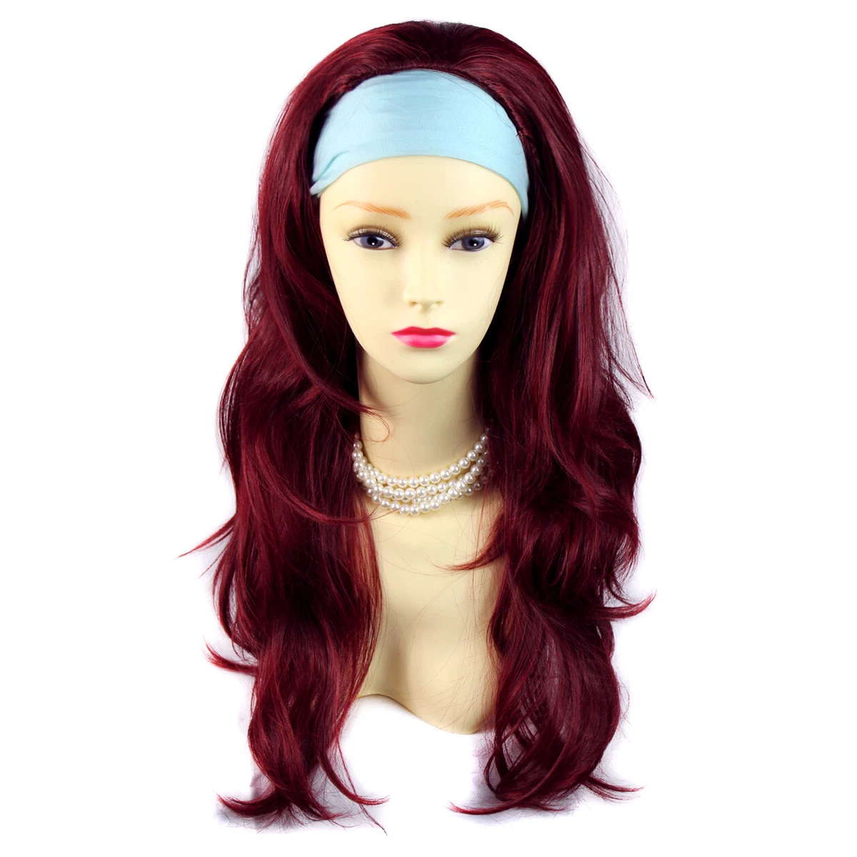Burgundy Red Mix Long Layered Wavy ends 3 4 Wig Fall Hair eBay