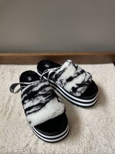 UGG Fluff Yeah Sling Back Slide Zebra Slippers - Women s Size 10 NWOB