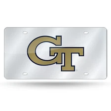Georgia Tech Yellow Jackets Mirrored Laser Cut License Plate Laser Tag