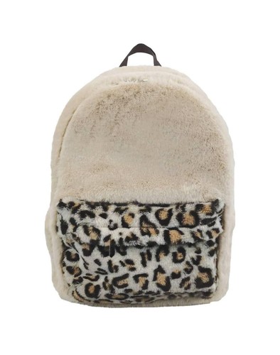 iscream 16" hellbraun Leopard pelzig Spaß Rucksack mit Innentasche Laptop Schule - Bild 1 von 9