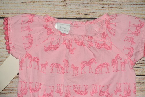 NEW LITTLE WONDERS NB PINK POM POM ZEBRA ELASTIC BOTTOM BUBBLE BUTTON TOP TEE - Picture 2 of 10