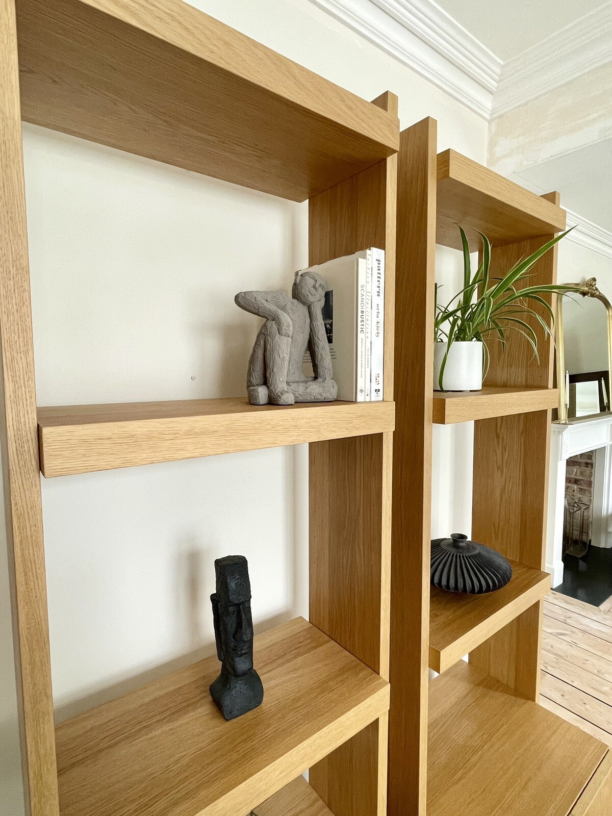 NARROW BOOKCASE UNITS Pair Vintage Habitat Solid Oak & Veneers Alcove Storage eBay