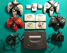 Nintendo 64 N64 Console Expansion Pack 4x Controllers 4 Games + More