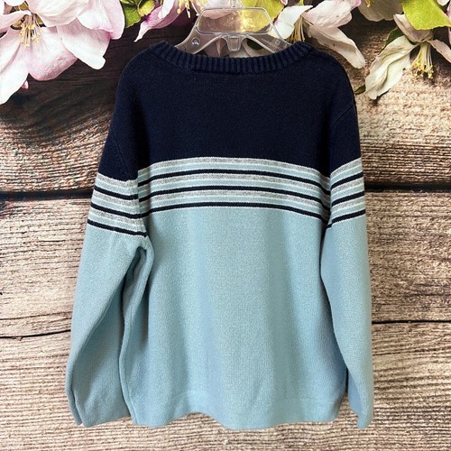Mossimo Little Boys Ramie Blue Sparkle Striped Knitted Soft Sweater Pullover - Picture 6 of 7