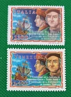 Italy + Venezuela joint issue 2 stamps Columbus and Vespucci as photo