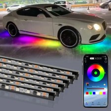 6X RGB Car Underglow LED Lighting Kit Neon Strips Light Bluetooth Remote Control