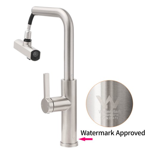 Brushed Nickel 3-Mode Pull Out Down Sprayer Spout Kitchen Sink Mixer Laundry Tap - Picture 5 of 11