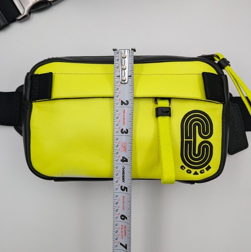 Coach Mini Edge Belt Bag E2161-C3466 Neon Yellow & Black Leather Men’s Crossbody - Picture 17 of 17