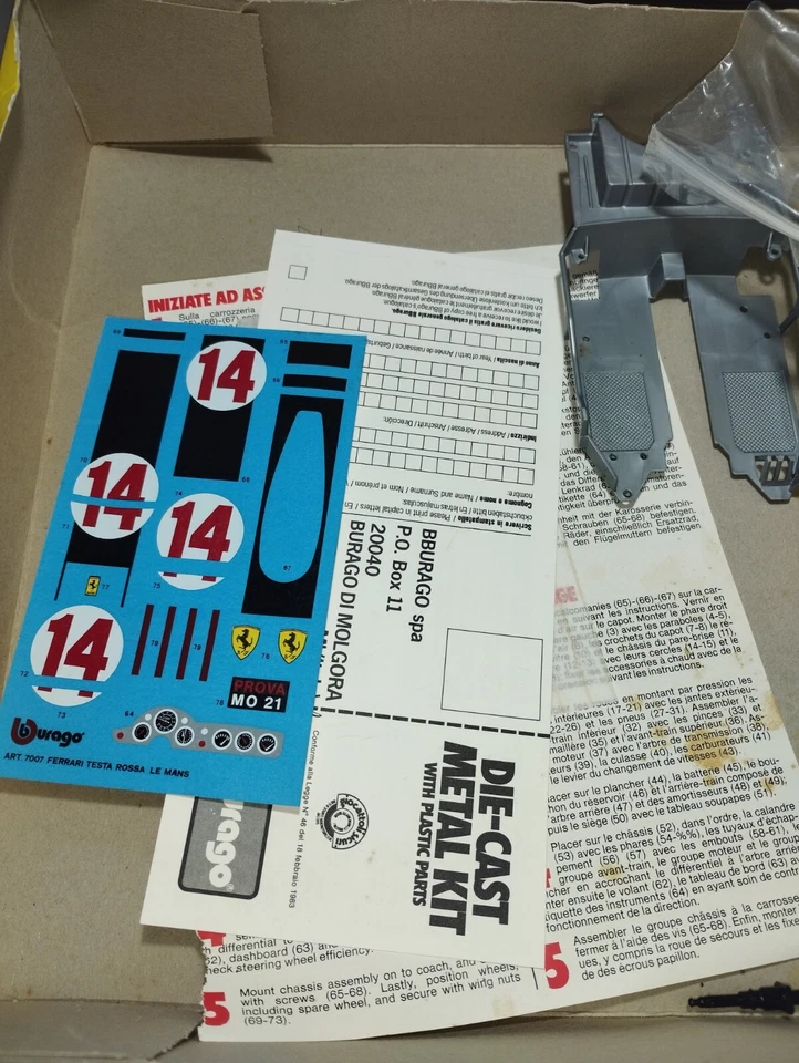 Modellino Ferrari Testa Rossa Le Mans Bburago Kit Da Completare 1:18 LEGGI... - Immagine 4 di 4