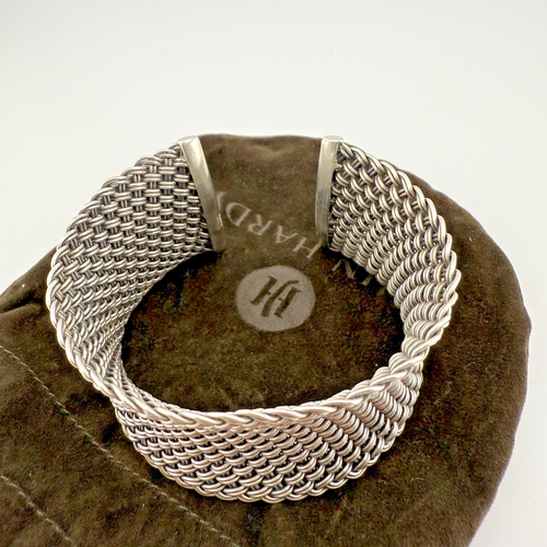 John Hardy Sterling Silver Woven Mesh Wide Cuff Bracelet - Picture 5 of 10