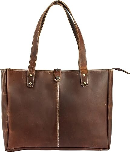 Handgefertigte Schultertasche 16" Handtasche groß Damen Vintage echt braun Leder Beuteltasche7 - Bild 7 von 10