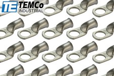 100 Lot 2 AWG 1/2" Hole Ring Terminal Lug Tin Plated Copper Uninsulated Gauge