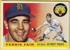 1955 Topps Ferris Fain Tigers #11 (Crease) (#2)