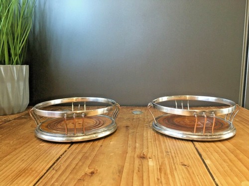 PAIR OF ANTIQUE GEORGIAN SILVER PLATED COPPER WIRE CHAMPAGNE WINE BOTTLE COASTER - Picture 10 of 12