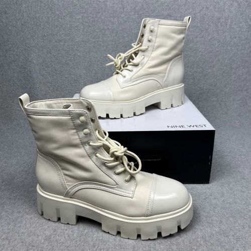 Y2K Nine West Damen Chunky Combat Boots Plateau Schnürung Gr. 9,5 Gothic Punk - Bild 1 von 10