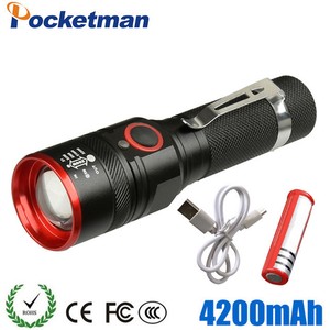 4200LM-LED-Flashlight-USB-Rechargeable-T6-Zoomable-3-Modes-Torch-with-Cable