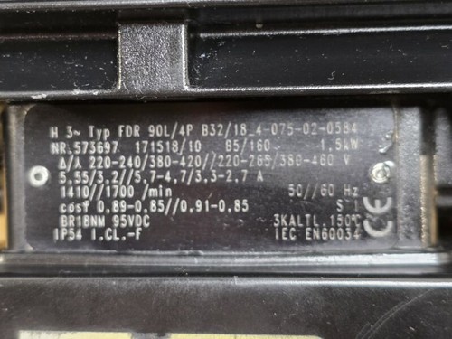 Dietz Motor AC Motor FDR 90L/4P B32/18_4-075-02-0584, 1.5 kW, 1410//1700RPM - Picture 4 of 7