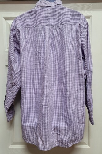 Meeting Street Button Down Dress Shirt Purple & White Checked Size 17 1/2- 34/35 - Picture 2 of 3