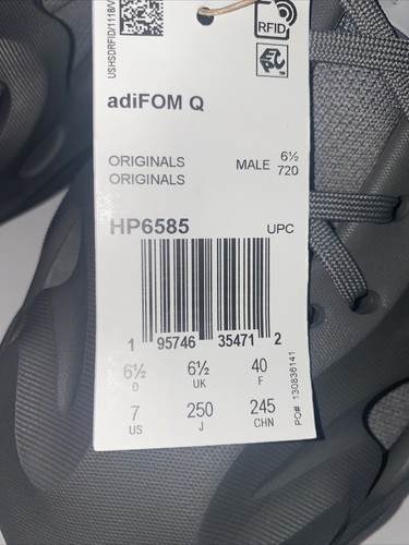 Adidas AdiFOM Q Grey Black Carbon HP6585 Men's Size 7 Women’s Size 8 NWOB - Picture 7 of 8