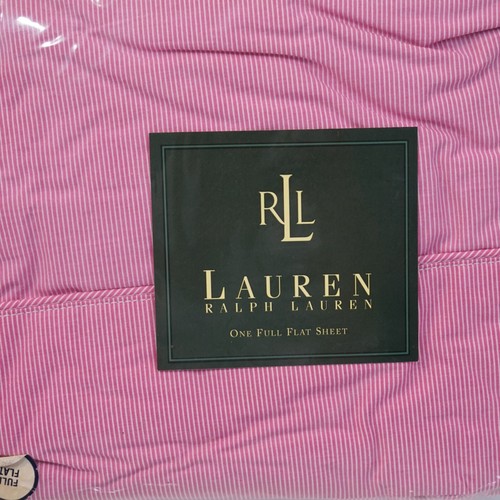 Lauren Ralph Lauren Full Flat Sheet Cape May Narrow Stripe Pink Vintage USA Made - Picture 3 of 9