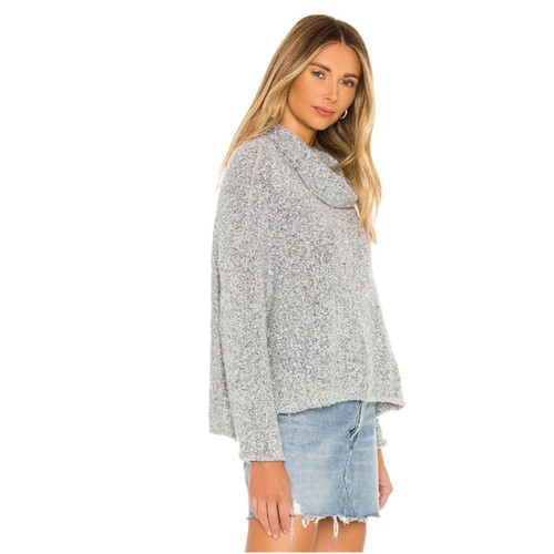 Suéter Boho FREE PEOPLE BFF Gris Capucha Cuello Tejido Cuadrado Muy Grande Talla Pequeña - Imagen 2 de 9