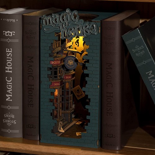 Rolife Magic Alley 3D rompecabezas de madera DIY miniatura casa de muñecas libro Nook Kid regalo - Imagen 7 de 15