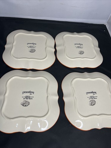 Temp-tations by Tara Old World Fall 8” Square Salad Plate Set of 4 Thanksgiving - Picture 5 of 6