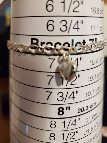 BEAUTIFUL STERLING SILVER ITALY PETITE HEART CHARM 7" BRACELET - Picture 5 of 5