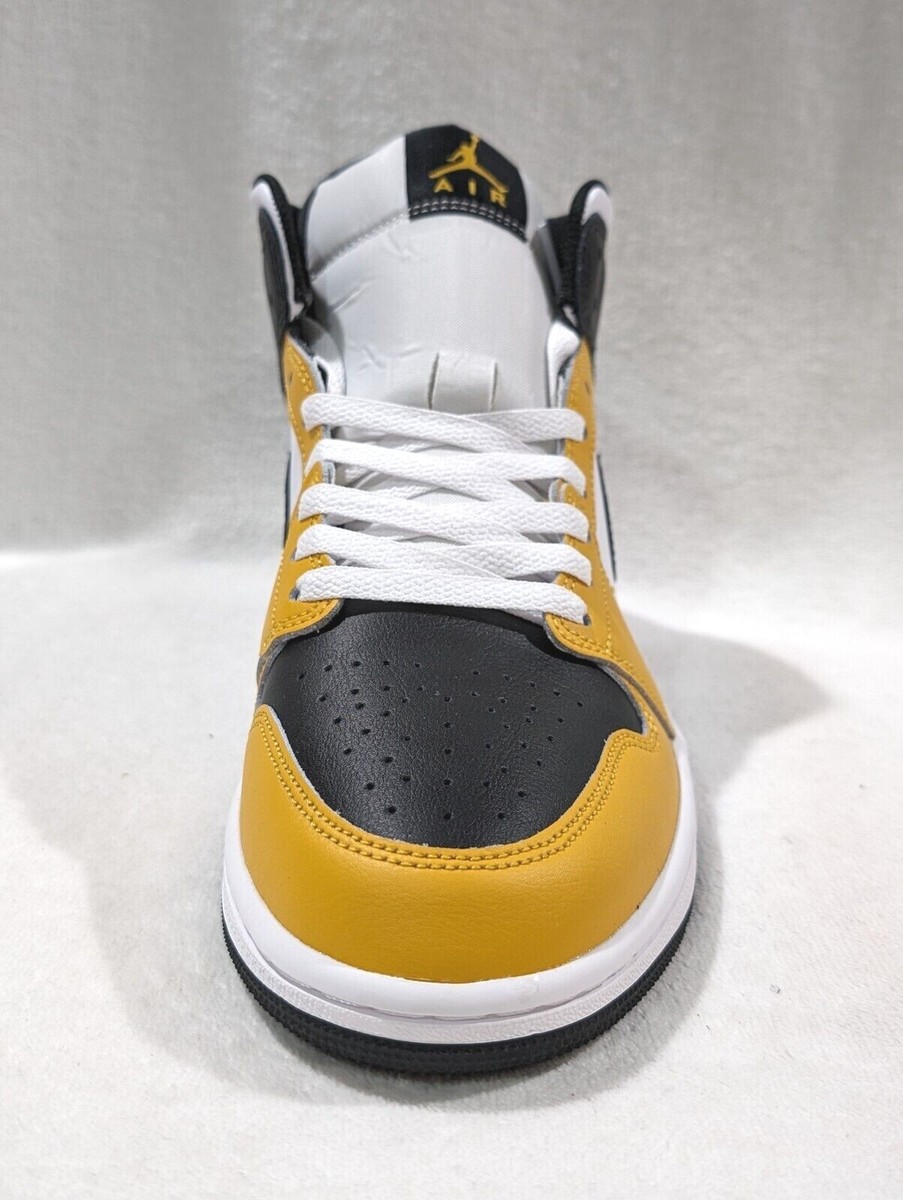 Nike Air Jordan 1 Mid Yellow Ochre/Black/W Men's Sneakers-Asst Sz