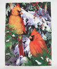 Cardinal Couple Evergreen Berries Snow Bird WINTER Season SMALL Home Garden Flag