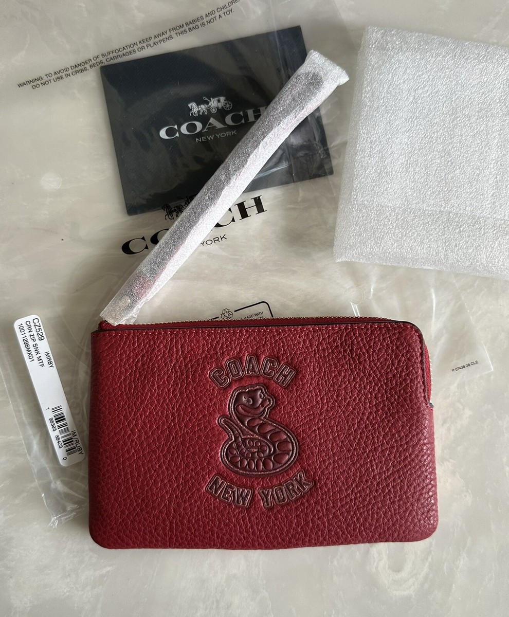 NWT COACH RUBY RED LEATHER SNAKE GRAPHIC CORNER ZIP WRISTLET NWT COACH RUBY RED LEATHER SNAKE GRAPHIC CORNER ZIP WRISTLET