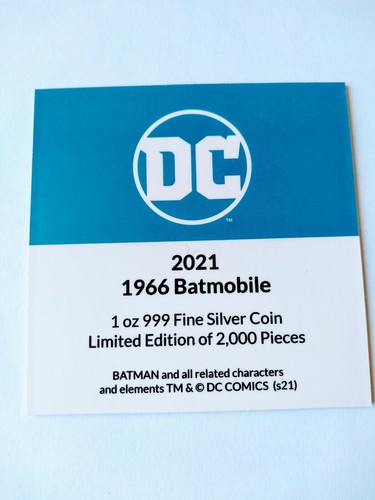 2021 DC Comics Batman 1966 Batmobile NIUE S$2 1oz Silver Coin NGC MS70 Antiqued  - Picture 6 of 9