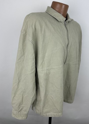 URBAN OUTFITTERS 1/2 Cremallera Pullover Chaqueta L Beige Gamuza Franela Algodón Bolsillos - Imagen 12 de 18