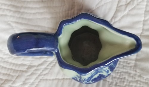 Victoria Ware Ironstone Flow Blue Pitcher Creamer Vintage White Blue EUC Free Sh - Picture 7 of 11