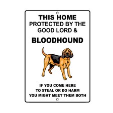 BLOODHOUND DOG Home protected by Good Lord and Novelty METAL Sign