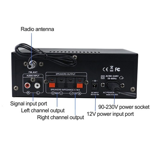 800W 2 Channel bluetooth Mini HIFI Power Amplifier Audio Stereo Amp Home Car FM - Picture 3 of 8