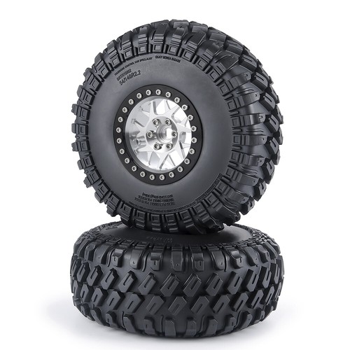 FLYXM 2.2'' Beadlock Wheel Rim Rubber Tire for 1/10 RCCrawler Axial SCX10 Wraith - Picture 8 of 94