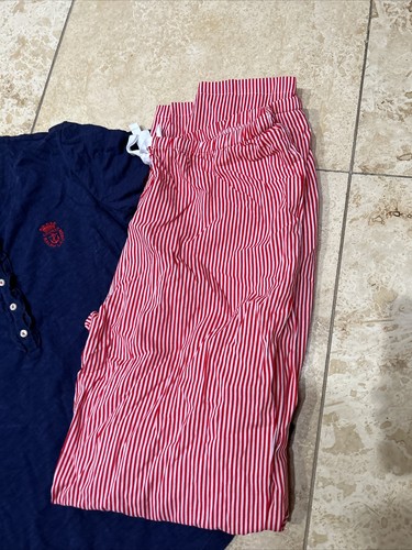 Nuovo pigiama a righe Ralph Lauren Il Pellicano blu con rosso taglia S - Foto 3 di 7