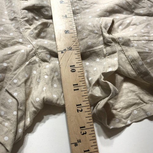 Banana Republic Shorts Womens Sz 8 Tan White Polka Dot Linen Blend Mid Rise Midi - Picture 13 of 14
