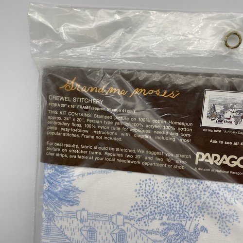 Vintage Grandma Moses A Frosty Day Crewel Embroidery Kit 16x20 Paragon NEW - Picture 8 of 9