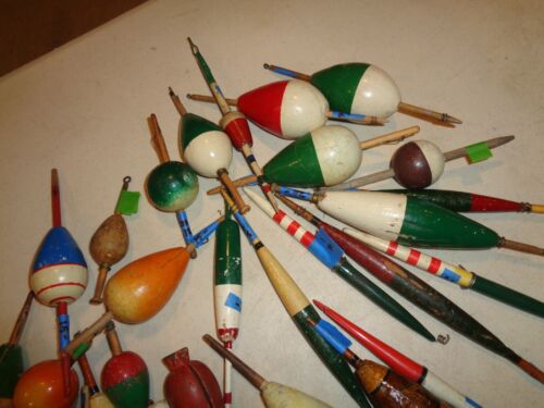 Vintage Wood, Cork, Plastic Fishing Bobbers - Picture 2 of 5