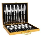 24 Pc Silver Cutlery Dinner Set Stainless Steel Gold Boxed Mirror Forks, Spoons