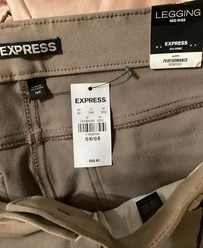 Leggings Express Donna Taglia 10R Mid Rise Tan Performance Elasticizzati Nuovi con etichette - Foto 10 di 12