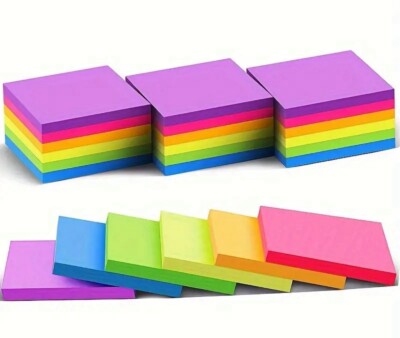 Bunte Memo Notizen Remove It Haftnotizen 76 mm x 76 mm 6 Blöcke à 50 Blatt