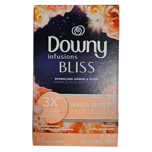 Downy Infusions Mega Hojas Secadoras, Bliss, Ámbar y Rosa, Paquete de 2 160 Ct Total - Imagen 7 de 7