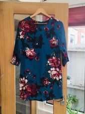 Joules Beydale Teal Topaz Floral Print Tunic Shift Dress Size 8