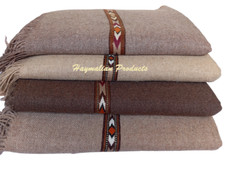 PAKISTANI ISAMPURI HANDMADE WARM PURE WOOL SOLID BEST Q PASHTUN SHAWL WRAP MENS