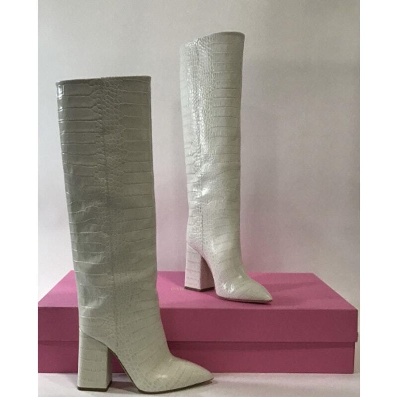 Paris Texas White Croc Embossed Leather Anja Boots | eBay